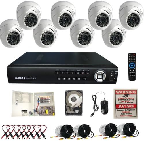 Evertech 8CH H.264 VIDEO COMPRESSION REAL-TIME DVR CCTV Surveillance System with 8 Dome Security 700TVL Aptina Cameras-1TB HDD