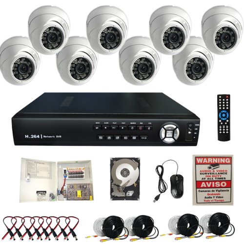 Evertech 8CH H.264 VIDEO COMPRESSION REAL-TIME DVR CCTV Surveillance System with 8 Dome Security 700TVL Aptina Cameras-1TB HDD