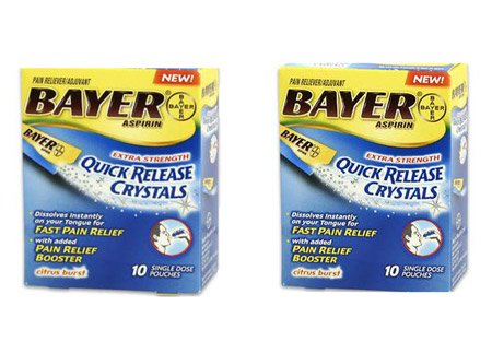 Bayer 20 Pack Quick Release Crystals Pain Relief Asprin Powder On Sale