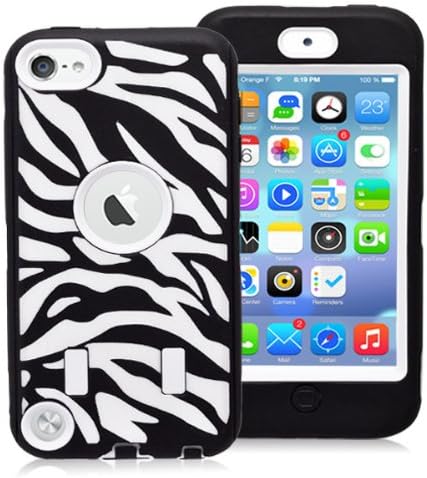 IIYBC Brand High Impact Heavy Duty Hybrid Zebra Shockproof Rugged Rubber Hard Case Cover for iPod Touch 5/ iPod touch 6 case (white)