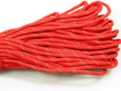 HomeTalks 30m / 100ft Parachute Cord Paracord reflective with 7 strands, survival kit, Survival Lace (Red)