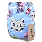 iZiv新生児1厚いおむつ付きオーガニック幼児防水/調整/再利用可能/洗えるポケット布おむつのフィット赤ちゃん0.5-3歳(アイスクリーム)