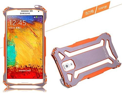 Gundam Double Color Oxidation Aluminum Metal Protective R-JUST Mobile Cell Phone Cases Covers Accessories For Samsung Galaxy Note 3 Orange 4.7 Inch
