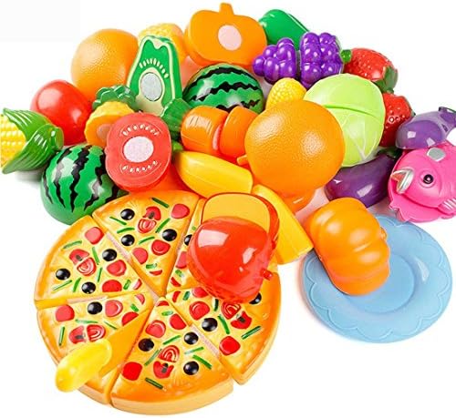 24 Pieces Kitchen Playset Dinner Cutting Tasty Treats Fun Play Food Set Living Toys for Kids