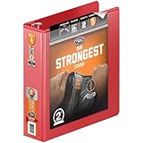 Wilson Jones Heavy Duty Round Ring View Binder with Extra Durable Hinge, 2 Inch, Customizable, Red (W363-44-1797)