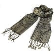 Paisley Gold Tapestry Long Scarf Wrap Shawl 70x12 Black