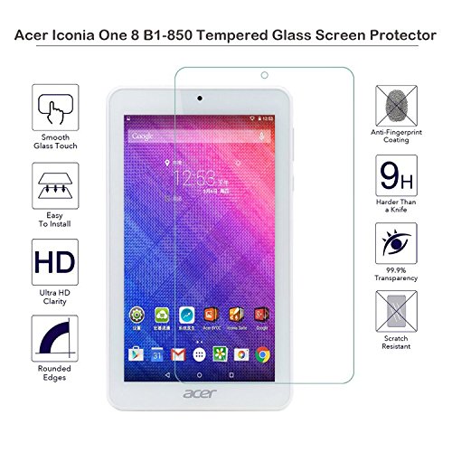 MOTONG Tempered Glass Screen Protector for Acer Iconia One 8 B1-850,9H Hardness,0.3mm Thickness with Real Glass (For Acer Iconia One 8 B1-850)