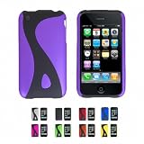 PURPLE Apple iPhone 3G 3Gs 8GB 16GB 32GB Snap-On Hard Rubber Skin Case Cover + Full Screen Protector (Many Colors Available)