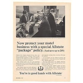 1967 Allstate Insurance Motel Business Package Policy Print Ad