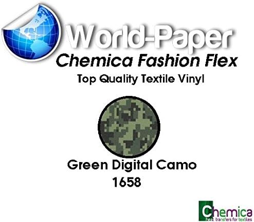 Easy Weed Chemica Fashion Flex Heat Transfer Vinyl 9" x 15" (Green Digital Camo)