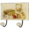 Teddy Bear Metal Coat Hooks Wall Plaque - New Baby or Nursery Gift (6910)