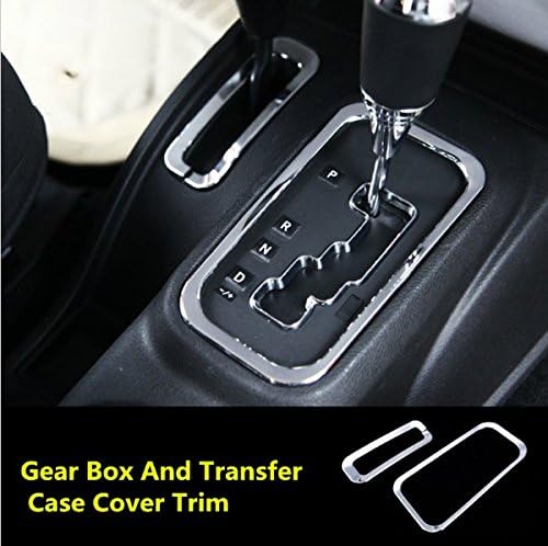 Yahhand Auto 2pcs Interior ABS Gear Box Panel+Transfer Case Frame Decoration Cover Trim for Jeep Wrangler 2011-2015 (Silver)