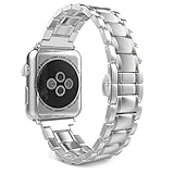 MisSmart Apple Watch ベルト 時計用バンド(WATCH BAND)　38mm ステンレス留め金製 (シルバー)