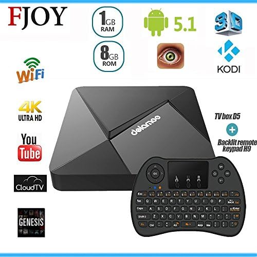 DOLAMEE D5 + Black H9 Keyboard Android 5.1 TV Box 1G/8G RK3229 Quad Core HD Smart 4K KODI 16.0 WIFI Fully Loaded Streaming Media Player TV Boxes With All Channels Free,Keyboard