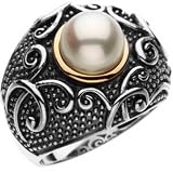 14K Yellow Gold and Sterling Silver 8.50 MM Fresh Water Cultured Pearl Ring