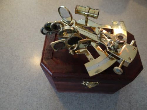 Solid Brass Sextant, Decorative Classic Nautical Tool. 5 1/2 Inches Long.