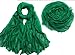 Cotton and Linen Crinkle Long Scarf Shawl for Women ,Green