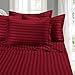 Elegant Comfort 1500 Premier Hotel Quality Stripe 4 Piece Wrinkle Resistant Luxurious Sheet Set, Queen, Burgundy