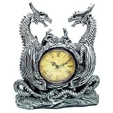 51EdxxRsqxL. SL160  Twin Evil Dragons Antiqued Mantel Clock Table Desk