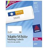 (Price/PK)Laser Labels, Matte White, Mailing, 3-3/4x2