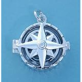Sterling Silver Compass Rose Locket with Working Compass