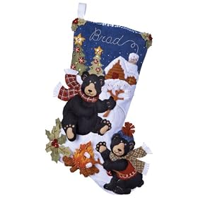 Bucilla 85467 Felt Aplique Stocking- Black Bear Bonfire