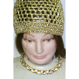 Click here to buy Embedded Crystal Heart Shape Ivory Beads Enclosed in Gold Choker Necklace and Earrings and Brooch... by Gita.