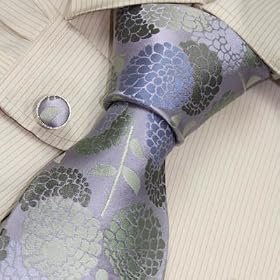 S2090 NEW Designer Hand Made Green Florals Neck Tie Cufflinks Pattern Ties for Men Jacquard Woven Pure Silk Mens Neck Tie and Cuff Links Gift Set