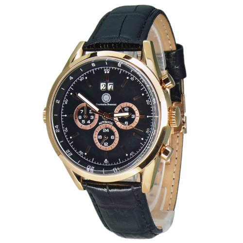 Constantin Durmont Herren-Armbanduhr XL Carson Analog Automatik Leder CD-CARS-AT-LT-RGRG-BK