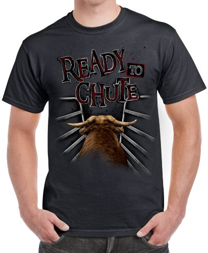 Rodeo T-Shirt - Ready to Chute Bull Riding Cowboy Western T-Shirt39M27-Charcoal