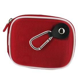 rooCASE (Med Nylon Red) Hard Shell Carrying Case with Memory Foam for Kodak PLAYTOUCH Video Camera HD Camcorder