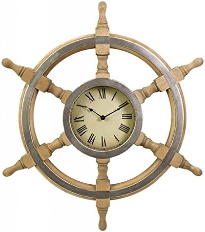 Decoratively Captivating Wood Ship Wheel Clock Home Wall Clocks Décor