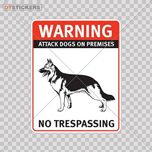 Sticker Warning Attack Dog On Premises. No Trespassing durable Boat profile armor leg animals (20 X 15,8 Inches) Fully Waterproof Printed vinyl sticker