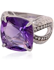 14kt Gold Diamond Pave Amethyst Gemstone Ring Designer Jewelry for Christmas