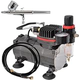 Pro Gravity Airbrushing System High Performance Multi-Purpose Gravity Feed Dual-Action Airbrush with Hose and a Powerful 1/6hp Single Piston Quiet Air Compressor