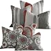Red Rock Sedona Collection - Suzani Designer 18 & 14 Square & 12x16 Boudoir Boutique Throw Pillow Cover Set - 3 Covers - Flowers, Circles and Stripes - Rust, Beige, Charcoal and Cream Hues - 3 Pillow Covers Included