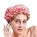 Shintop Shower Cap Women’s Waterproof Ribbon Lace Bow Style Double-Deck Elastic Band Shower Hat for Bath Spa (Rose Sunflower)