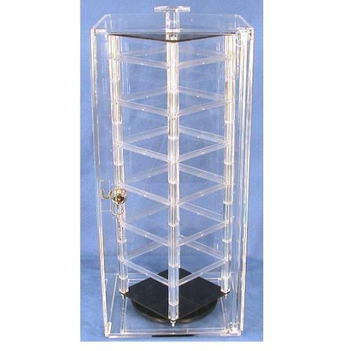 Locking Revolving Rotating Earrings Display Case Stand Holds 48 2 Cards