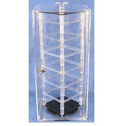 Locking Revolving Rotating Earrings Display Case Stand Holds 48 2" Cards