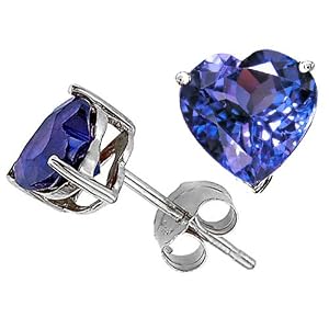 3.00 cttw 14K White Gold Plated 925 Sterling Silver Heart Created Tanzanite... by 