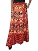 Boho Wrap Around Skirt Red Printed Cotton Indian Beach Wrap Dress