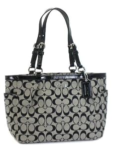Coach Signature Gallery Tote Black White
