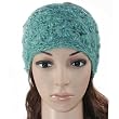 Hand Crochet Rhombus Flower Pattern Silver Threaded Knitted Wide Headband Wrap - Various Colors