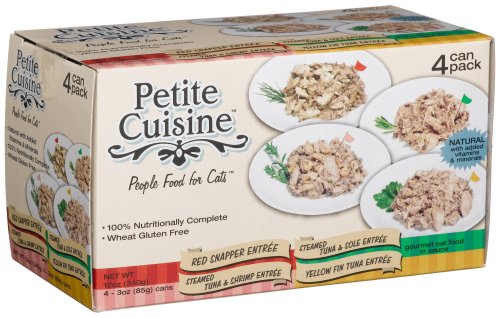 Petite Cuisine Variety Pack (Yellowfin, Snapper, Tuna & Sole, Tuna & Shrimp) for Cats, 3-Ounce Cans (Pack of 24)