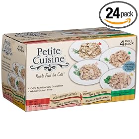 Petite Cuisine Variety Pack (Yellowfin, Snapper, Tuna & Sole, Tuna & Shrimp) for Cats, 3-Ounce Cans (Pack of 24)