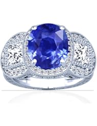 14K White Gold Oval Cut Blue Sapphire Setting