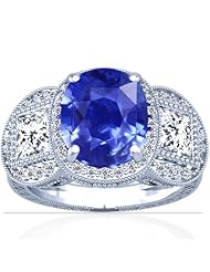 18K White Gold Oval Cut Blue Sapphire Setting