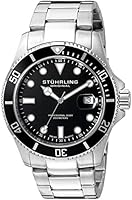 Stuhrling Original Aquadiver Regatta Espora men's quartz Watch with black Dial analogue Display and silver stainless steel Bracelet 417.02