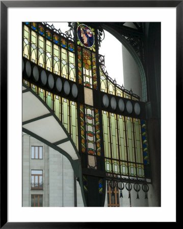 Stained Glass Art Nouveau (Jugendstil) Detail, Municipal House, Prague, Czech Republic Framed Framed Art Poster Print by Ethel Davies, 31x39