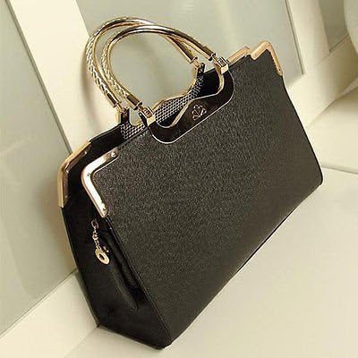 NEW! Womens Ladies PU Designer Leather Tote Satchel Shoulder Bag Crossbody Handbag//Black